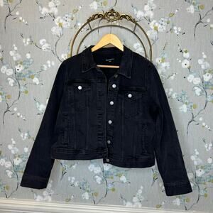J Crew Mercantile Black Denim Long Sleeve Button Up Jacket - Size Large